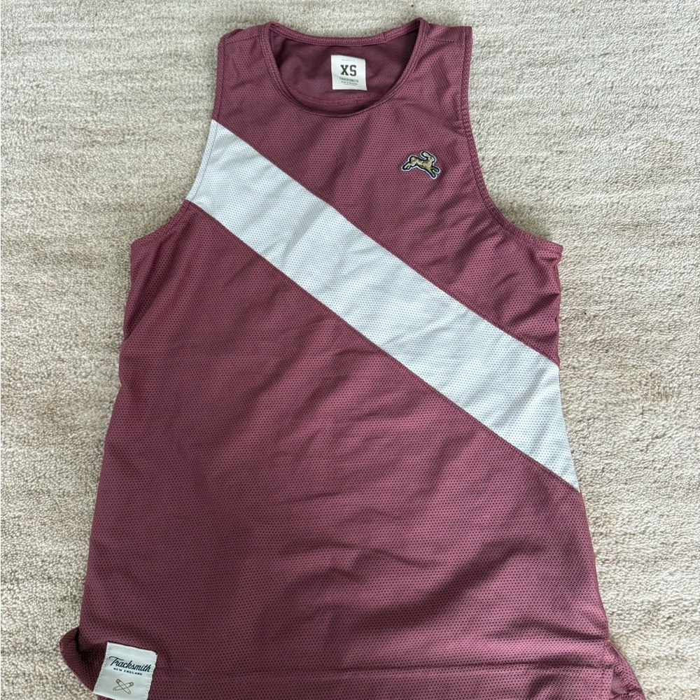 Tracksmith Maroon and White Tank Top